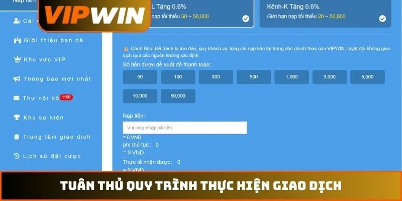 Tuân thủ quy trình thực hiện giao dịch